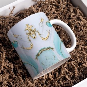 Handmade Blue Marbled Coffee Mug | New 15oz Sublimated Coffee Mug